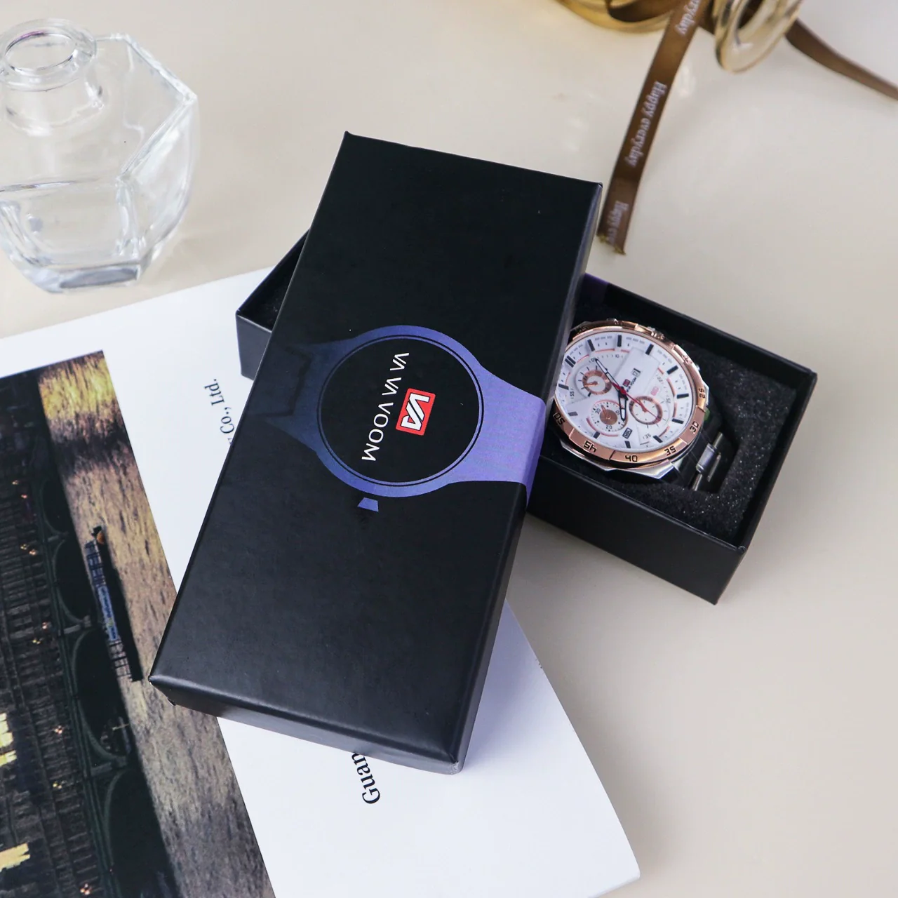 Watch Box Black Sponge Printed Logo - Image 4