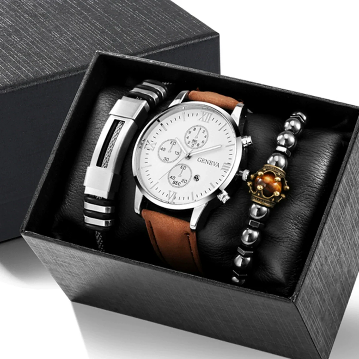 Watch Bracelet Casual Fashion Alloy Case Quartz Glass Mirror Stainless Steel Clasp Imitation Leather Strap Round Dial - Image 9