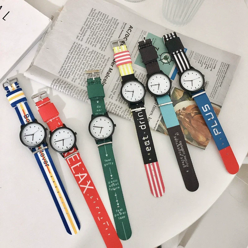 Watch Canvas Alloy Stainless Steel Round Casual Sports Style