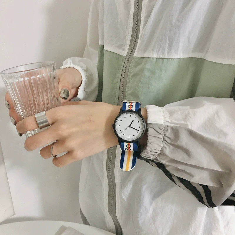 Watch Canvas Alloy Stainless Steel Round Casual Sports Style - Image 2