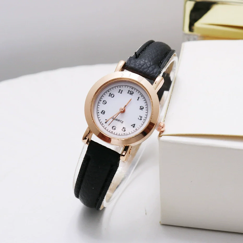 Watch Female Simple Vintage Artistic Thin Band Round Dial Quartz Alloy Pu Stainless Steel - Image 2