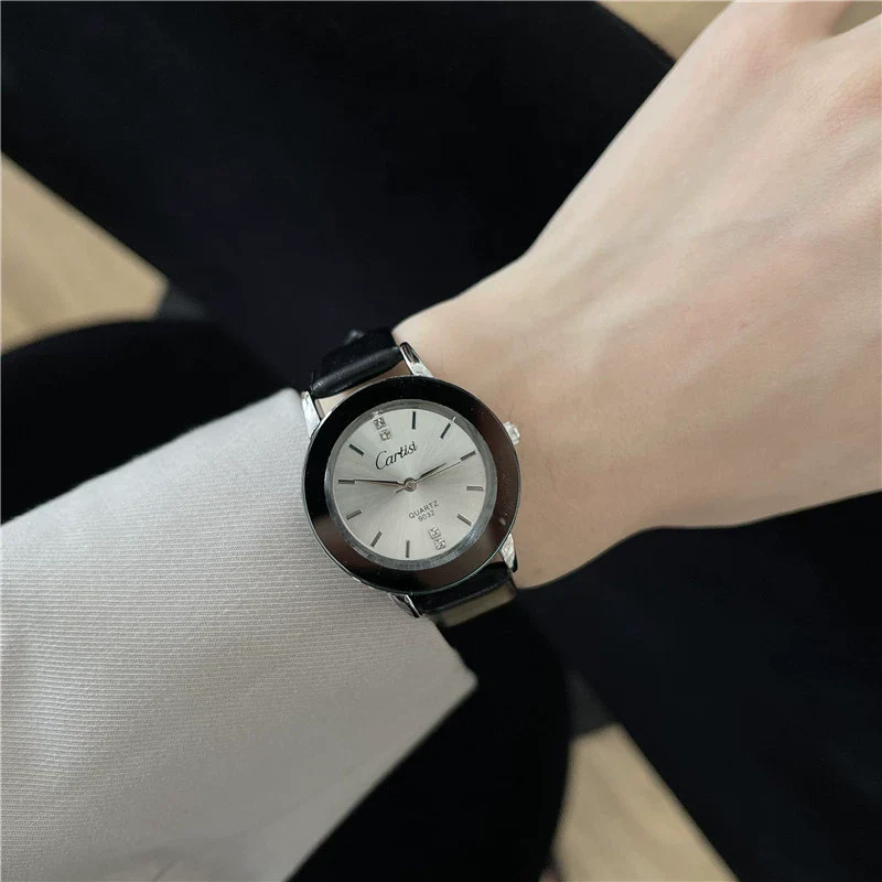 Watch For Female Junior High School Students Alloy Case Ordinary Glass Mirror Round Dial Simple Leisure Style - Image 2