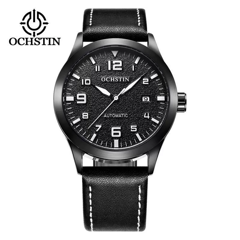 Watch Leather Automatic Mechanical Round Dial Business Style - Image 3