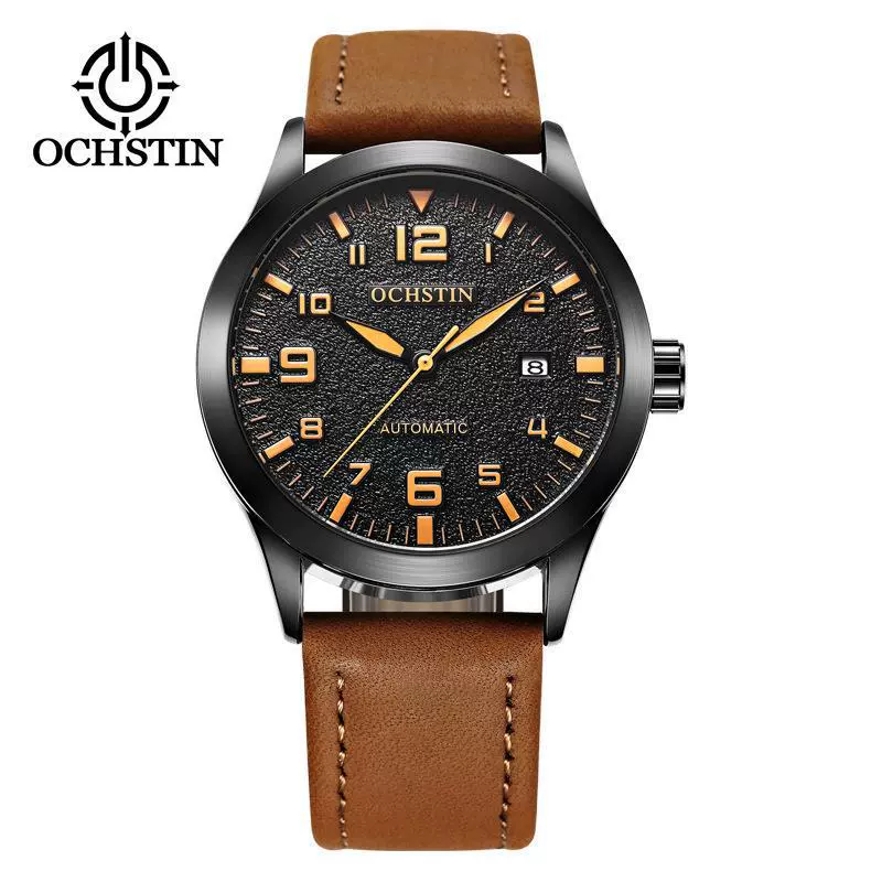 Watch Leather Automatic Mechanical Round Dial Business Style - Image 4