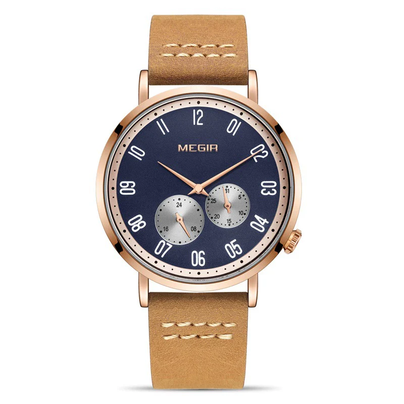 Watch Men's Simple Waterproof Luminous Leather Business Sports Alloy Mineral Strengthened Mirror Round - Image 6
