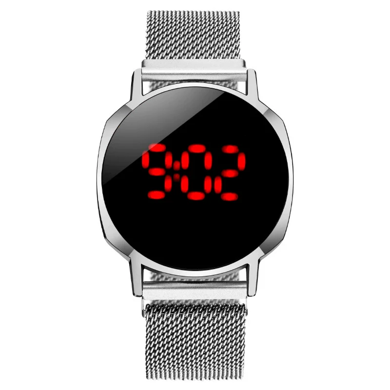 Watch Metal Lazy Magnet Woven Strap Round Dial Digital Led Touch Screen - Image 6