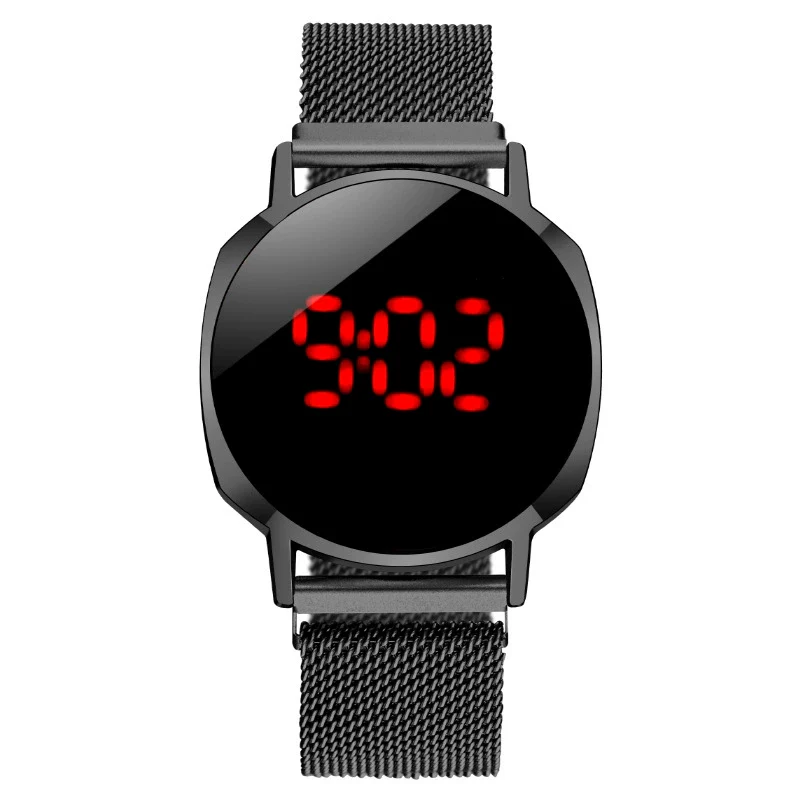 Watch Metal Lazy Magnet Woven Strap Round Dial Digital Led Touch Screen - Image 7