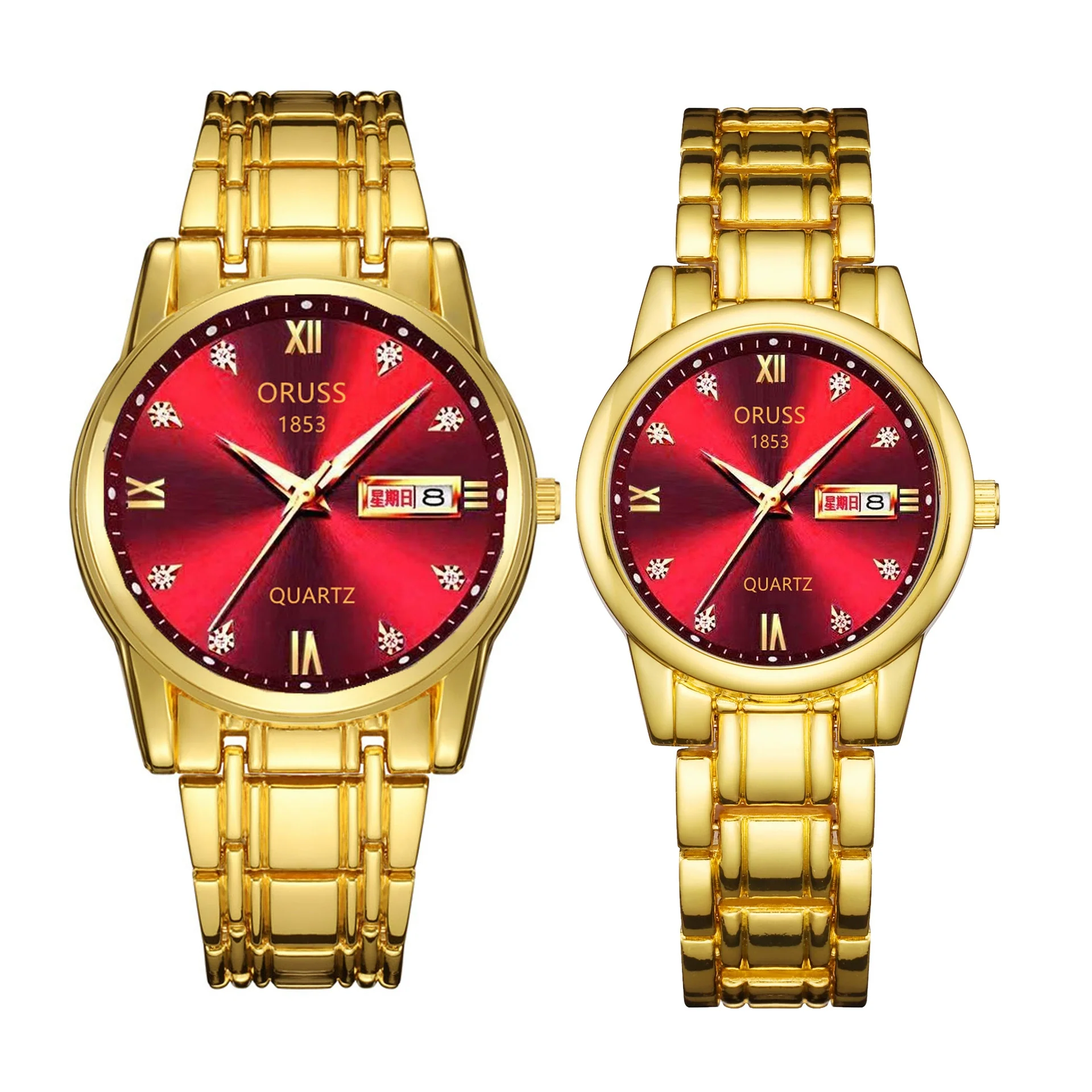 Watch Metal Round Case Fine Steel Strap Stainless Steel Buckle Simple Style Waterproof Luminous Calendar Quartz Couple's - Image 5
