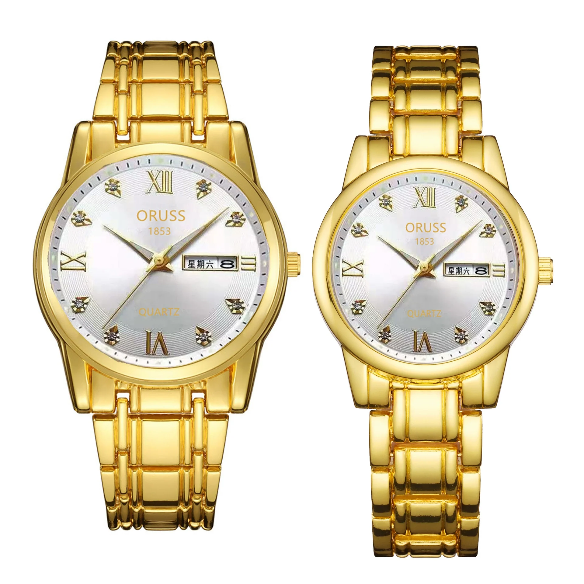 Watch Metal Round Case Fine Steel Strap Stainless Steel Buckle Simple Style Waterproof Luminous Calendar Quartz Couple's - Image 7