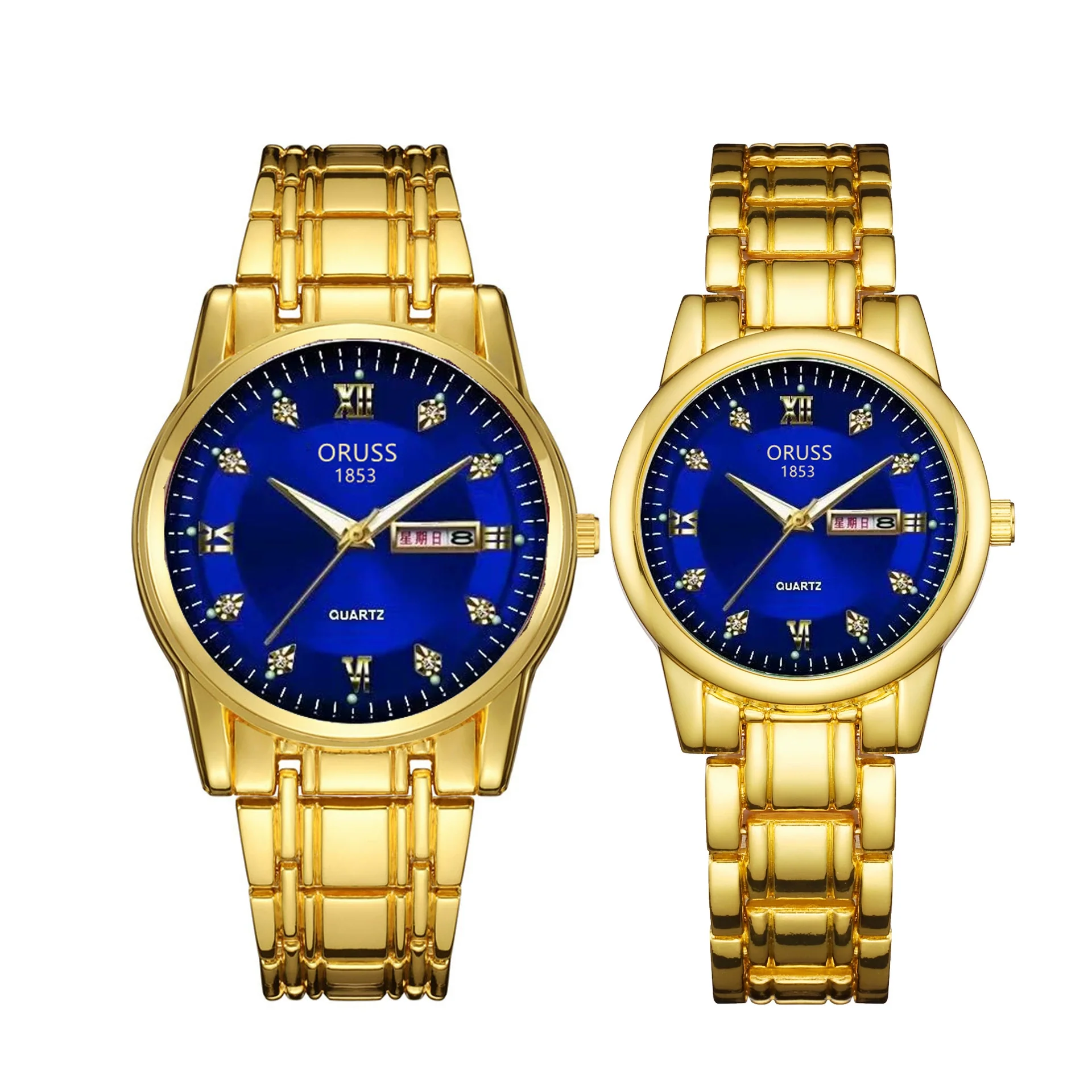Watch Metal Round Case Fine Steel Strap Stainless Steel Buckle Simple Style Waterproof Luminous Calendar Quartz Couple's - Image 9