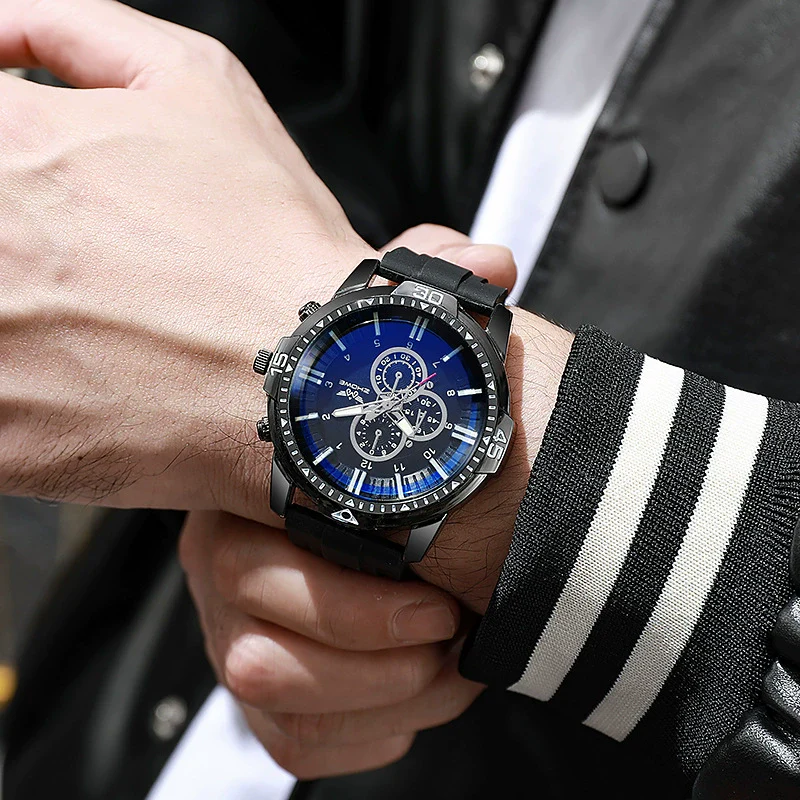 Watch Silicone Sapphire Glass Round Business Style Alloy Stainless Steel