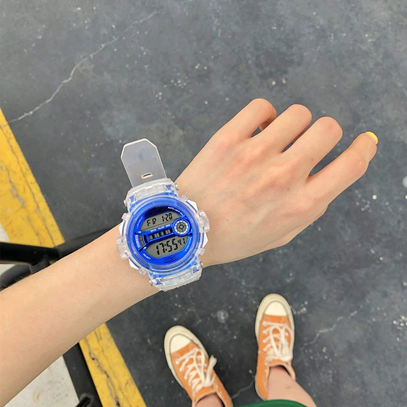 Watch Silicone Stainless Steel Plastic Round Leisure Multifunction Electronic Luminous Couple Watch - Image 4