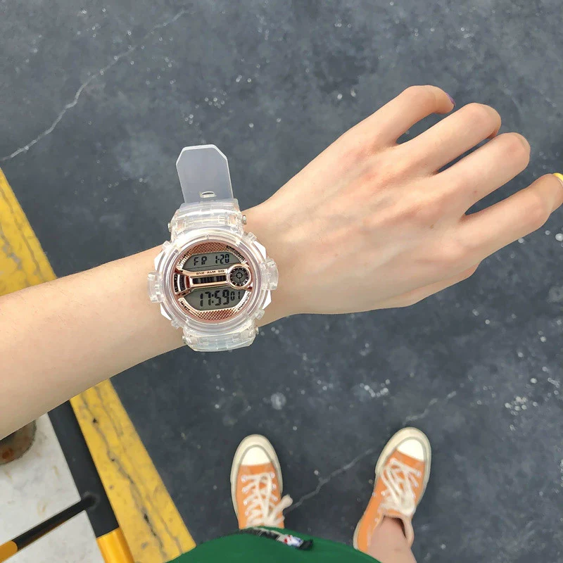 Watch Silicone Stainless Steel Plastic Round Leisure Multifunction Electronic Luminous Couple Watch - Image 5