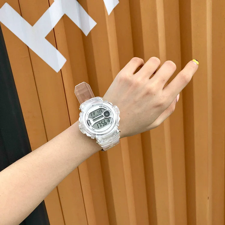 Watch Silicone Stainless Steel Plastic Round Leisure Multifunction Electronic Luminous Couple Watch - Image 6