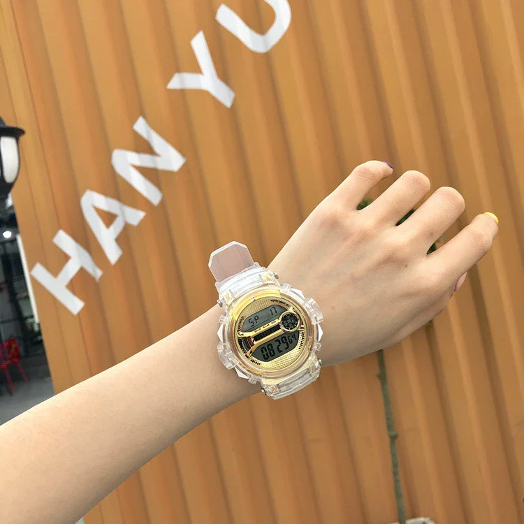 Watch Silicone Stainless Steel Plastic Round Leisure Multifunction Electronic Luminous Couple Watch - Image 7