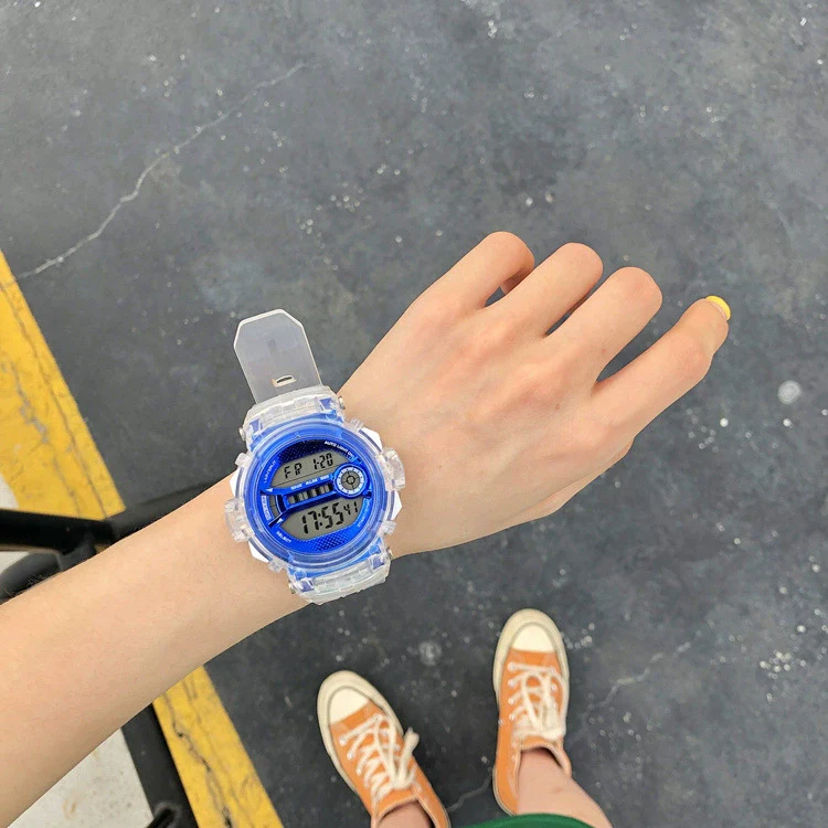 Watch Silicone Stainless Steel Plastic Round Leisure Multifunction Electronic Luminous Couple Watch - Image 9