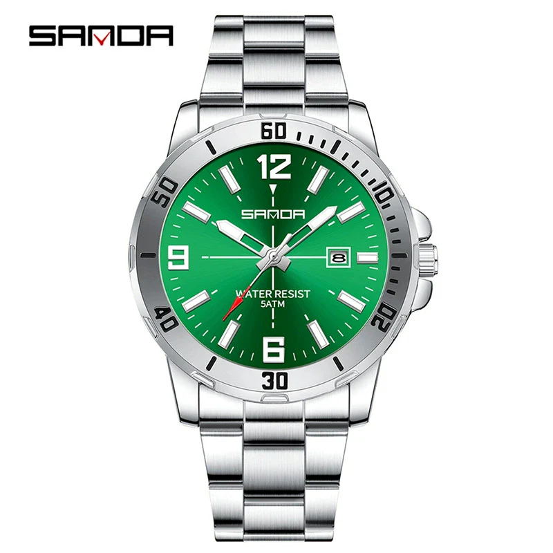 Watch Simple Fashion Round Dial Men's Quartz Watch With Luminous Waterproof Steel Strip Belt Alloy Case Stainless Steel Buckle - Image 7