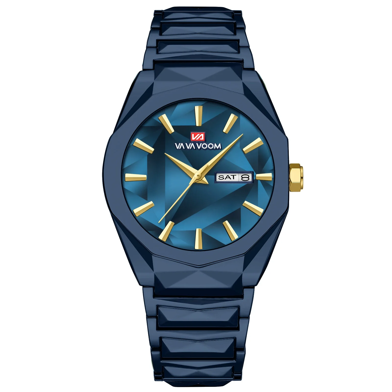 Watch Stainless Steel Band Business Casual Men's Rhombus Dial Waterproof Mineral Reinforced Glass Mirror Butterfly Double Snap Buckle - Image 7