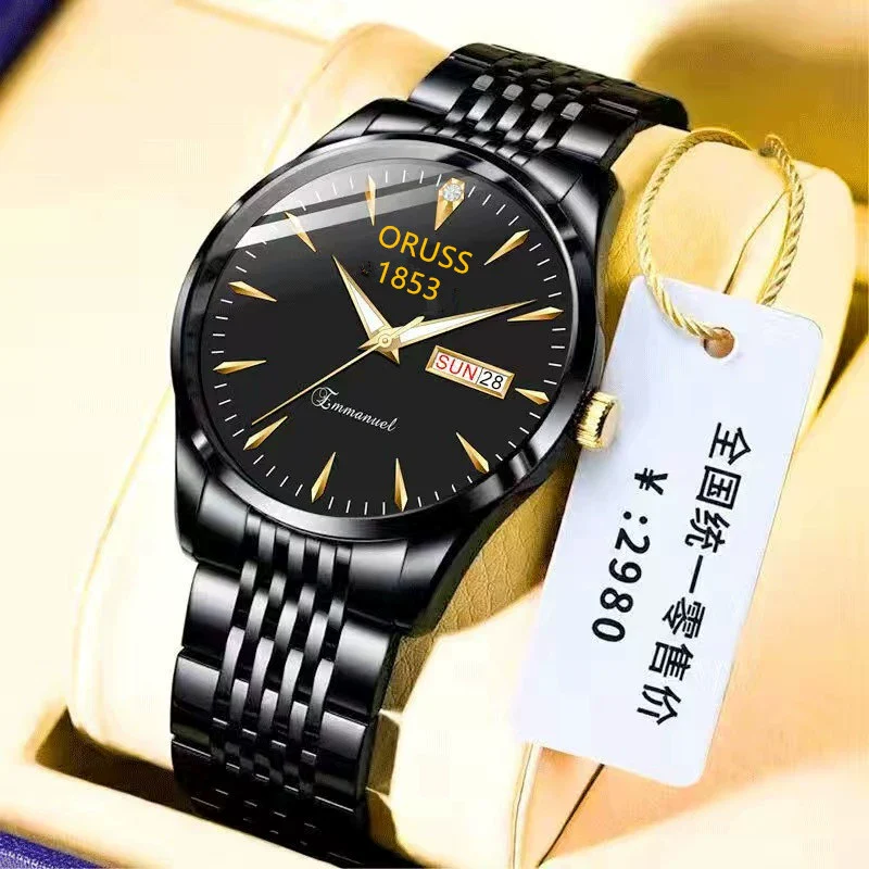 Watch Stainless Steel Mineral Strengthened Glass Mirror Business Style Printed Logo Waterproof - Image 2