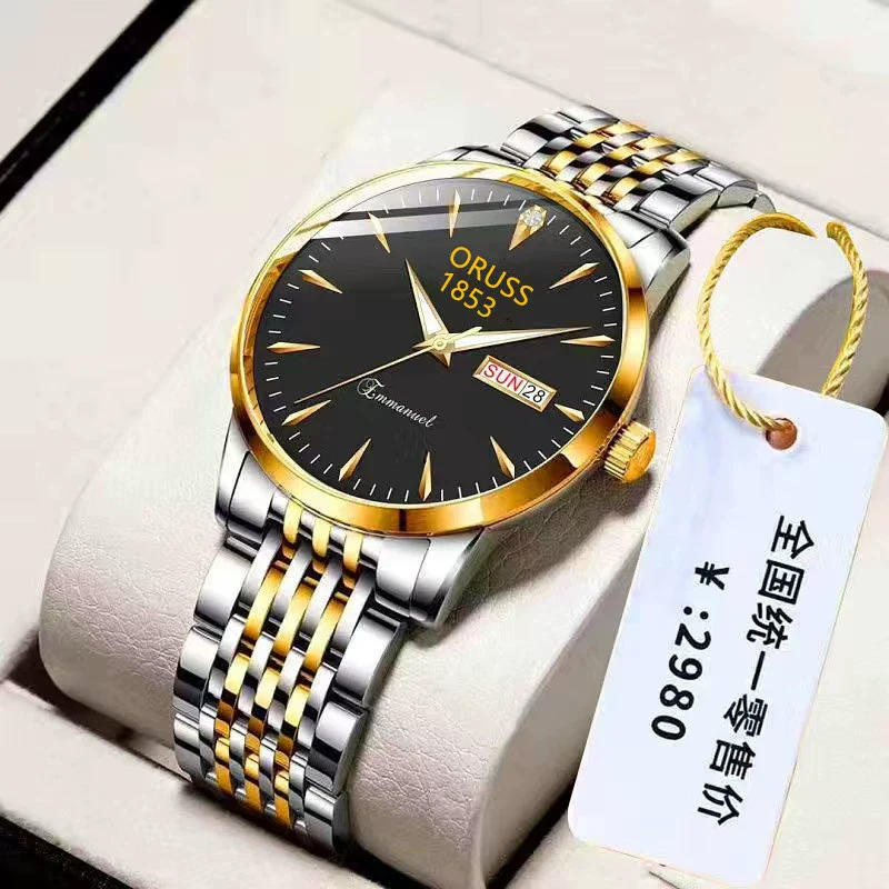 Watch Stainless Steel Mineral Strengthened Glass Mirror Business Style Printed Logo Waterproof - Image 4