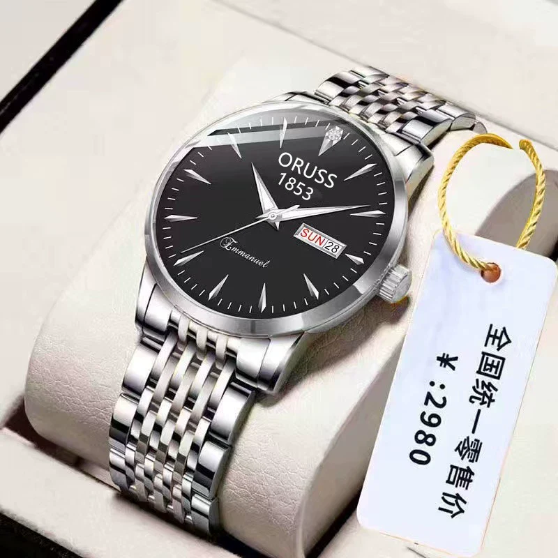Watch Stainless Steel Mineral Strengthened Glass Mirror Business Style Printed Logo Waterproof - Image 7