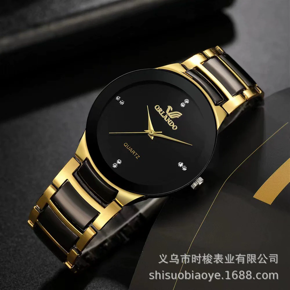 Watch Steel Alloy Diamondencrusted Round Quartz Men's And Women's