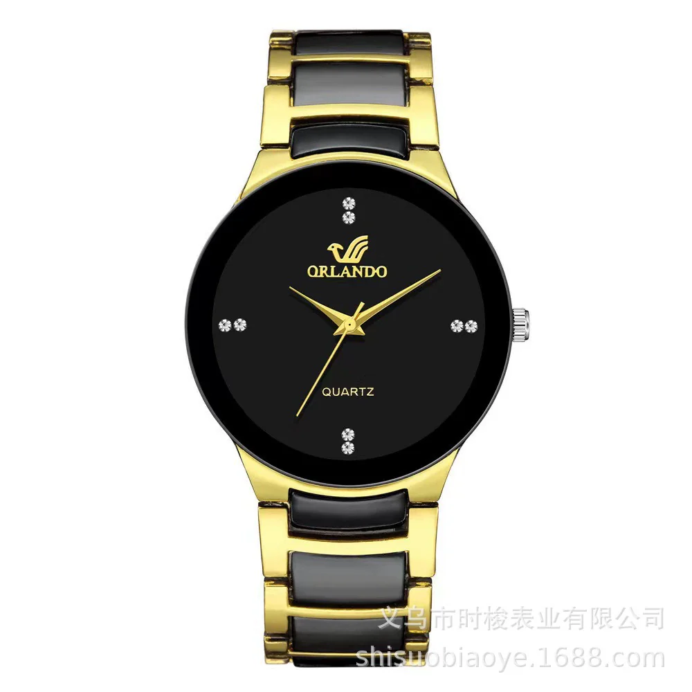 Watch Steel Alloy Diamondencrusted Round Quartz Men's And Women's - Image 6
