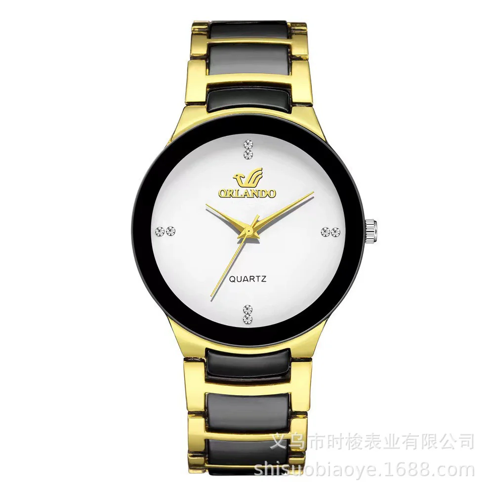 Watch Steel Alloy Diamondencrusted Round Quartz Men's And Women's - Image 7