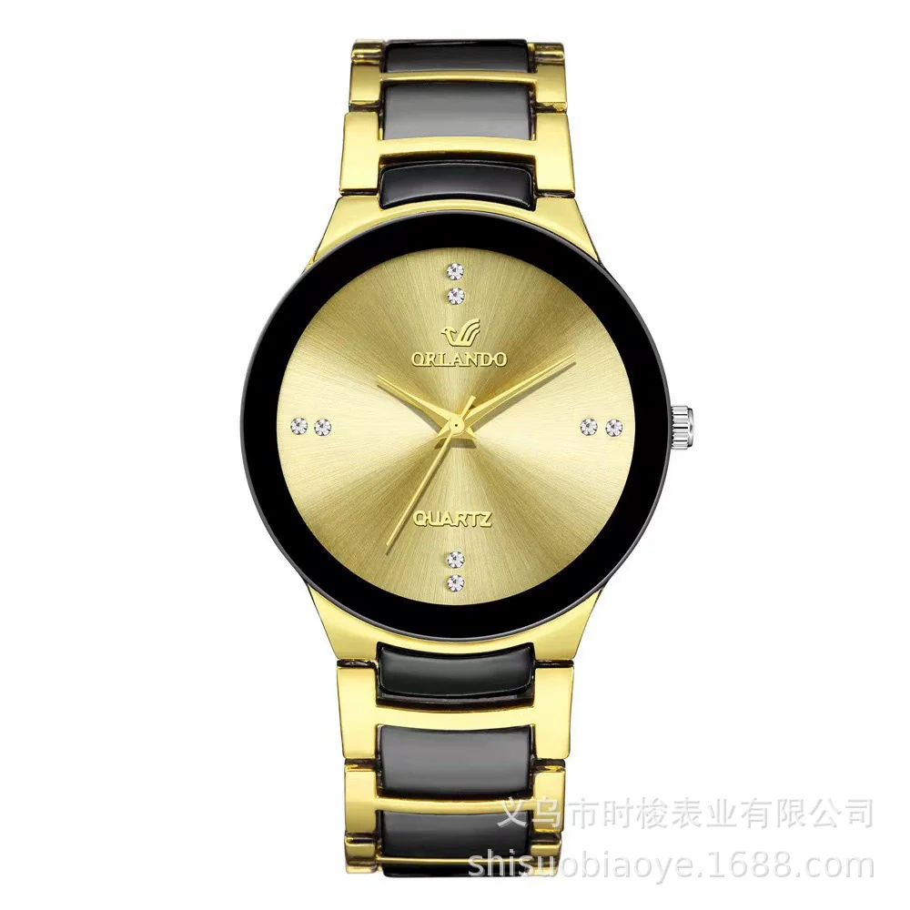 Watch Steel Alloy Diamondencrusted Round Quartz Men's And Women's - Image 8
