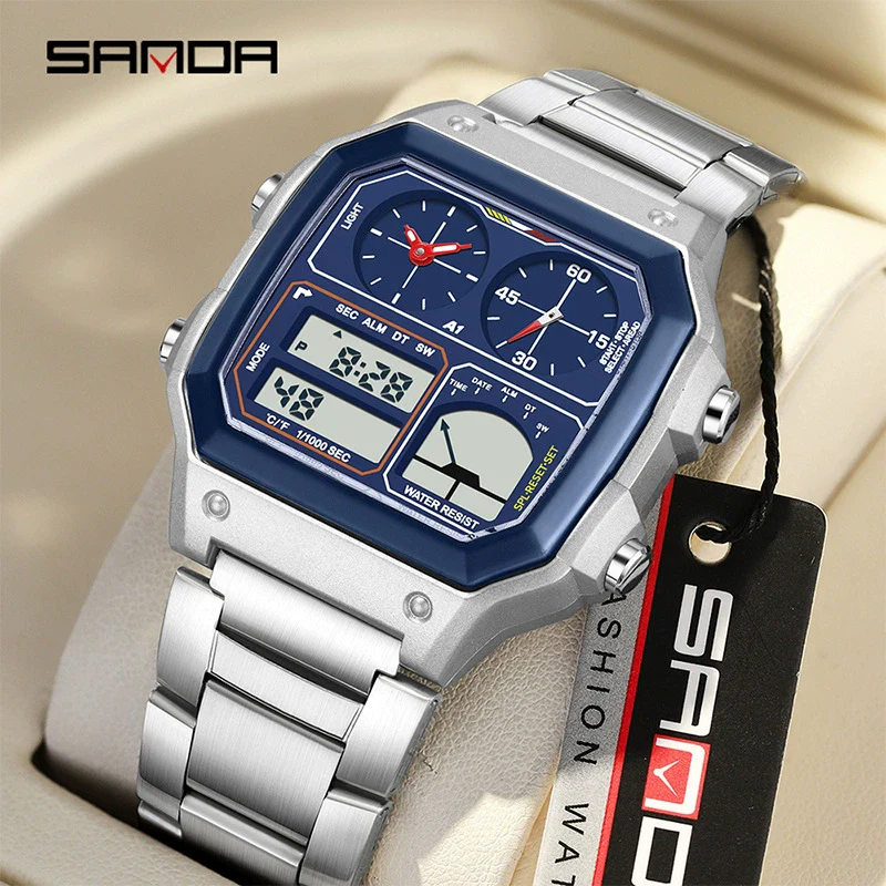 Watch Tpu Steel Strip Abs Square Business Versatile Casual Sporty Fashion Light Luxury Chic Highend Multifunction Temperature Measurement Alarm Clock Sports Waterproof