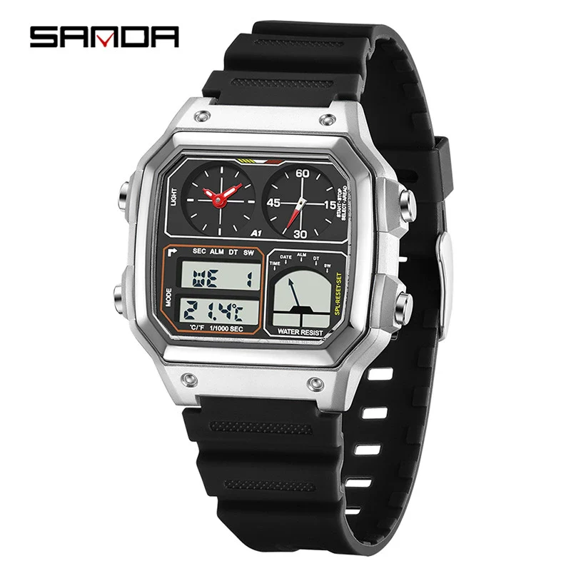 Watch Tpu Steel Strip Abs Square Business Versatile Casual Sporty Fashion Light Luxury Chic Highend Multifunction Temperature Measurement Alarm Clock Sports Waterproof - Image 3