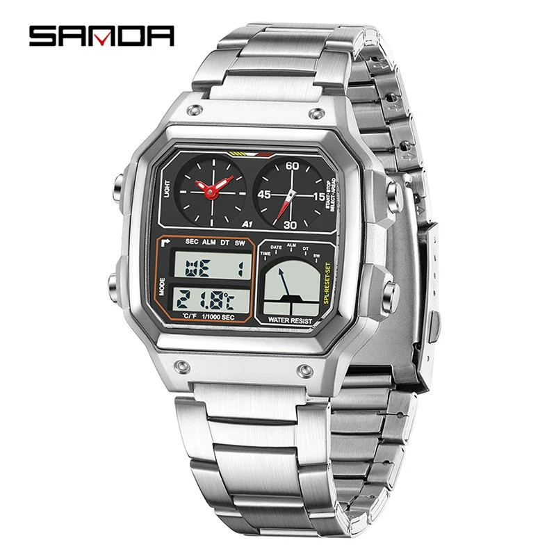 Watch Tpu Steel Strip Abs Square Business Versatile Casual Sporty Fashion Light Luxury Chic Highend Multifunction Temperature Measurement Alarm Clock Sports Waterproof - Image 7