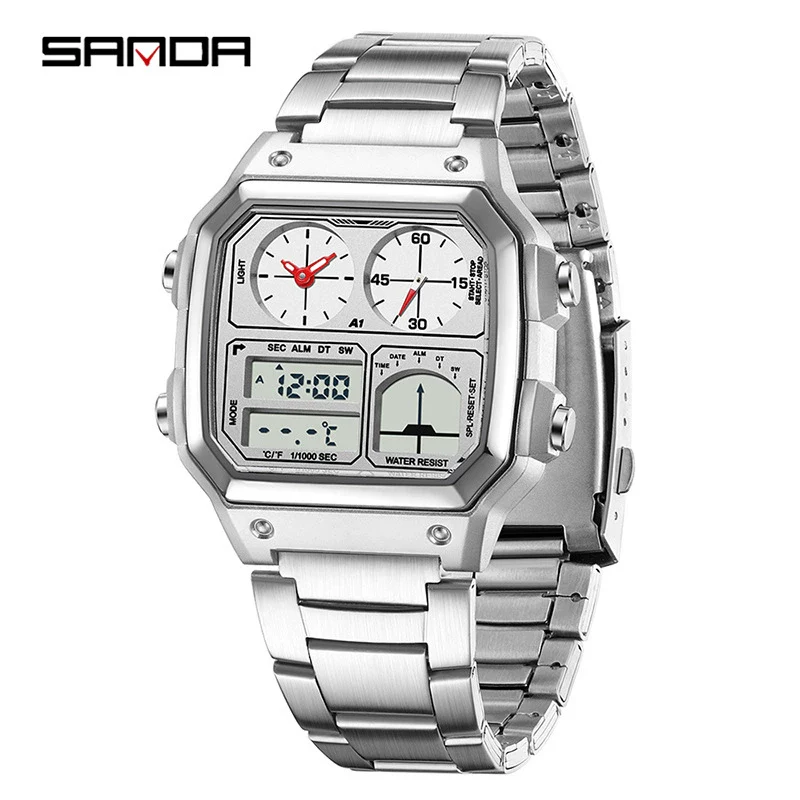 Watch Tpu Steel Strip Abs Square Business Versatile Casual Sporty Fashion Light Luxury Chic Highend Multifunction Temperature Measurement Alarm Clock Sports Waterproof - Image 8