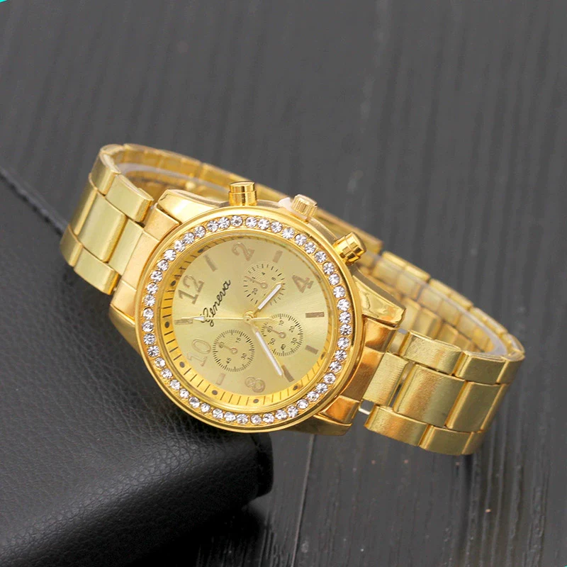 Watches Alloy Strap Sports Style Spiral Crown Horseshoe Buckle Printed Logo Ordinary Glass Mirror - Image 2