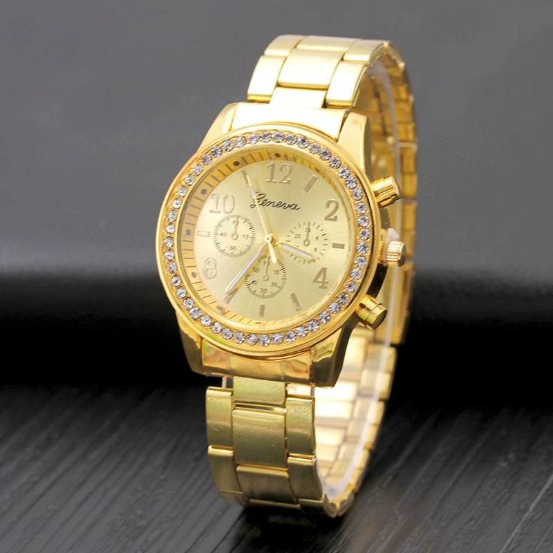 Watches Alloy Strap Sports Style Spiral Crown Horseshoe Buckle Printed Logo Ordinary Glass Mirror - Image 3