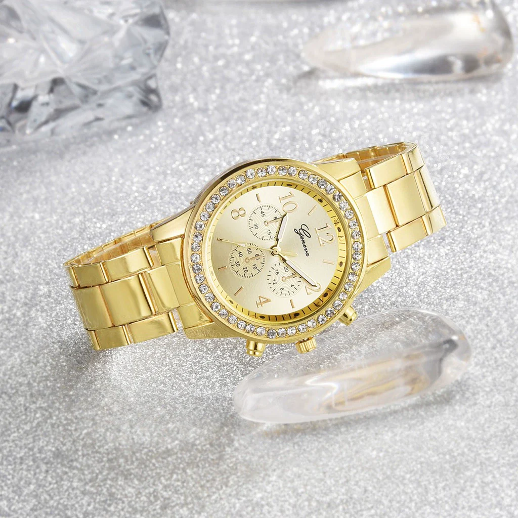 Watches Alloy Strap Sports Style Spiral Crown Horseshoe Buckle Printed Logo Ordinary Glass Mirror - Image 4