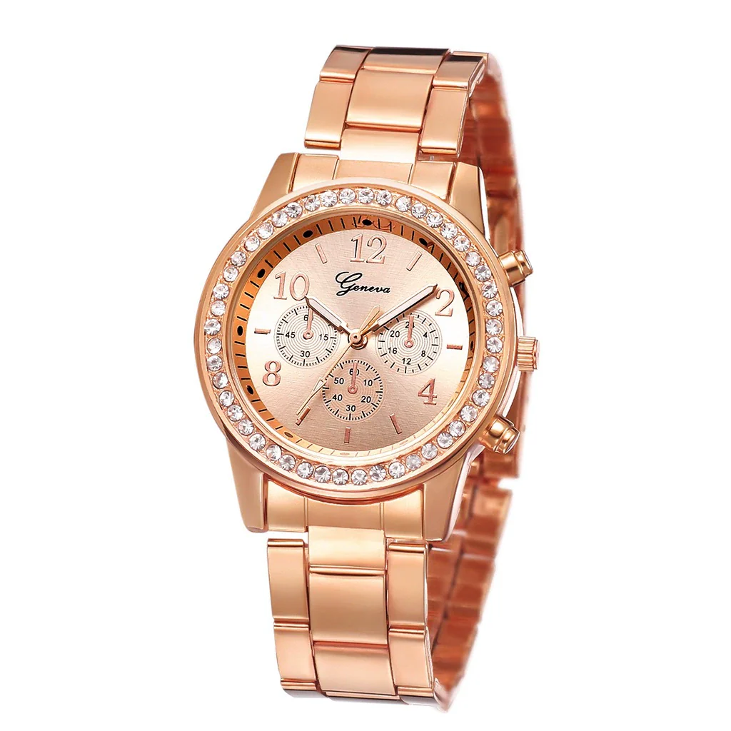 Watches Alloy Strap Sports Style Spiral Crown Horseshoe Buckle Printed Logo Ordinary Glass Mirror - Image 5