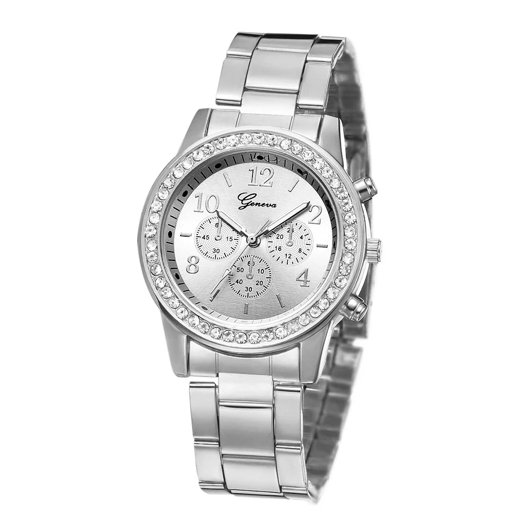 Watches Alloy Strap Sports Style Spiral Crown Horseshoe Buckle Printed Logo Ordinary Glass Mirror - Image 7