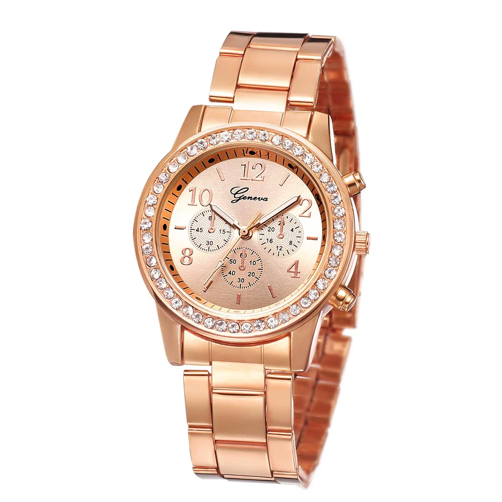 Watches Alloy Strap Sports Style Spiral Crown Horseshoe Buckle Printed Logo Ordinary Glass Mirror - Image 8