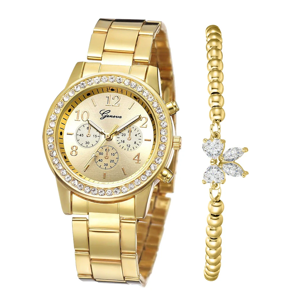 Watches Alloy Strap Sports Style Spiral Crown Horseshoe Buckle Printed Logo Ordinary Glass Mirror - Image 9