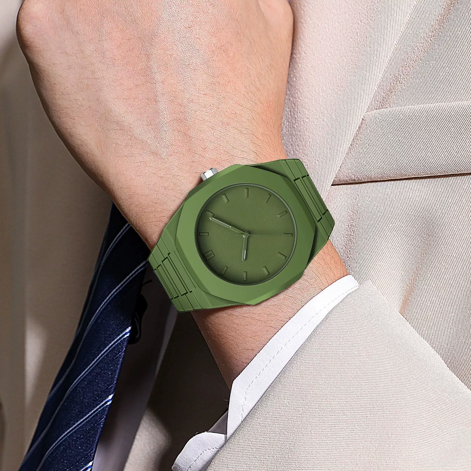 Watches Casual Fashion Simple Waterproof Silicone Strap Plastic Case Stainless Steel Buckle Round Dial - Image 4