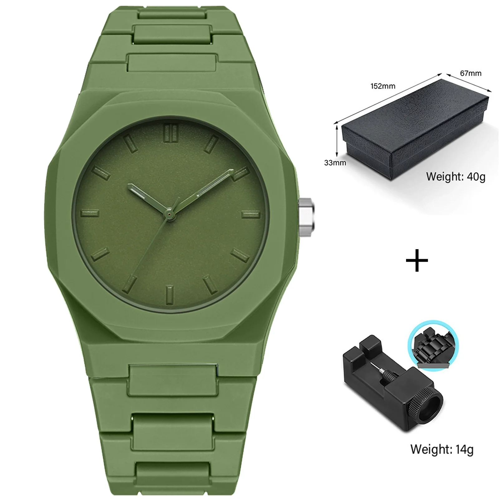 Watches Casual Fashion Simple Waterproof Silicone Strap Plastic Case Stainless Steel Buckle Round Dial - Image 9