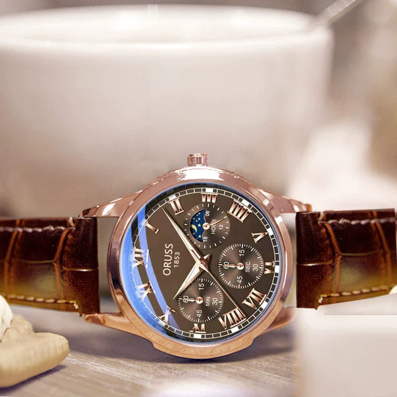 Waterproof Luminous Men's Quartz Watch With Alloy Case Pu Strap And Mineral Strengthened Glass Mirror