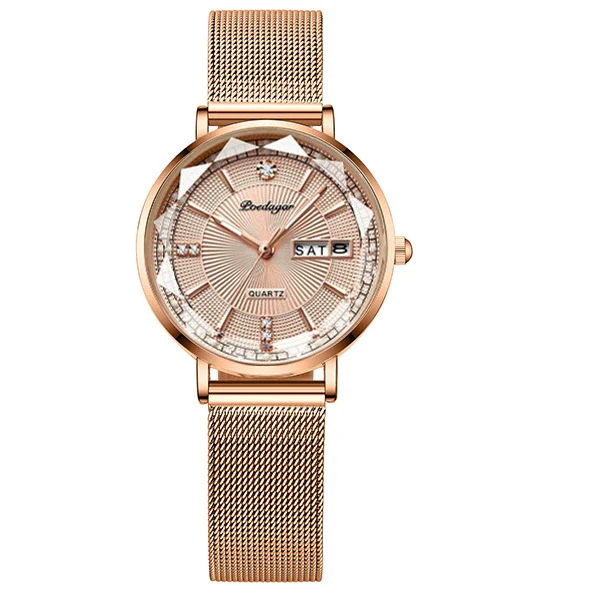 Waterproof Luminous Women's Alloy And Stainless Steel Casual Quartz Watch With Dual Calendar And Round Dial - Image 11