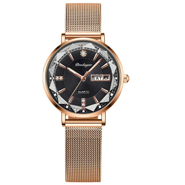Waterproof Luminous Women's Alloy And Stainless Steel Casual Quartz Watch With Dual Calendar And Round Dial - Image 12