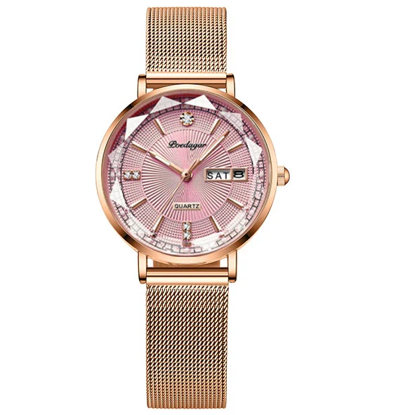 Waterproof Luminous Women's Alloy And Stainless Steel Casual Quartz Watch With Dual Calendar And Round Dial - Image 15