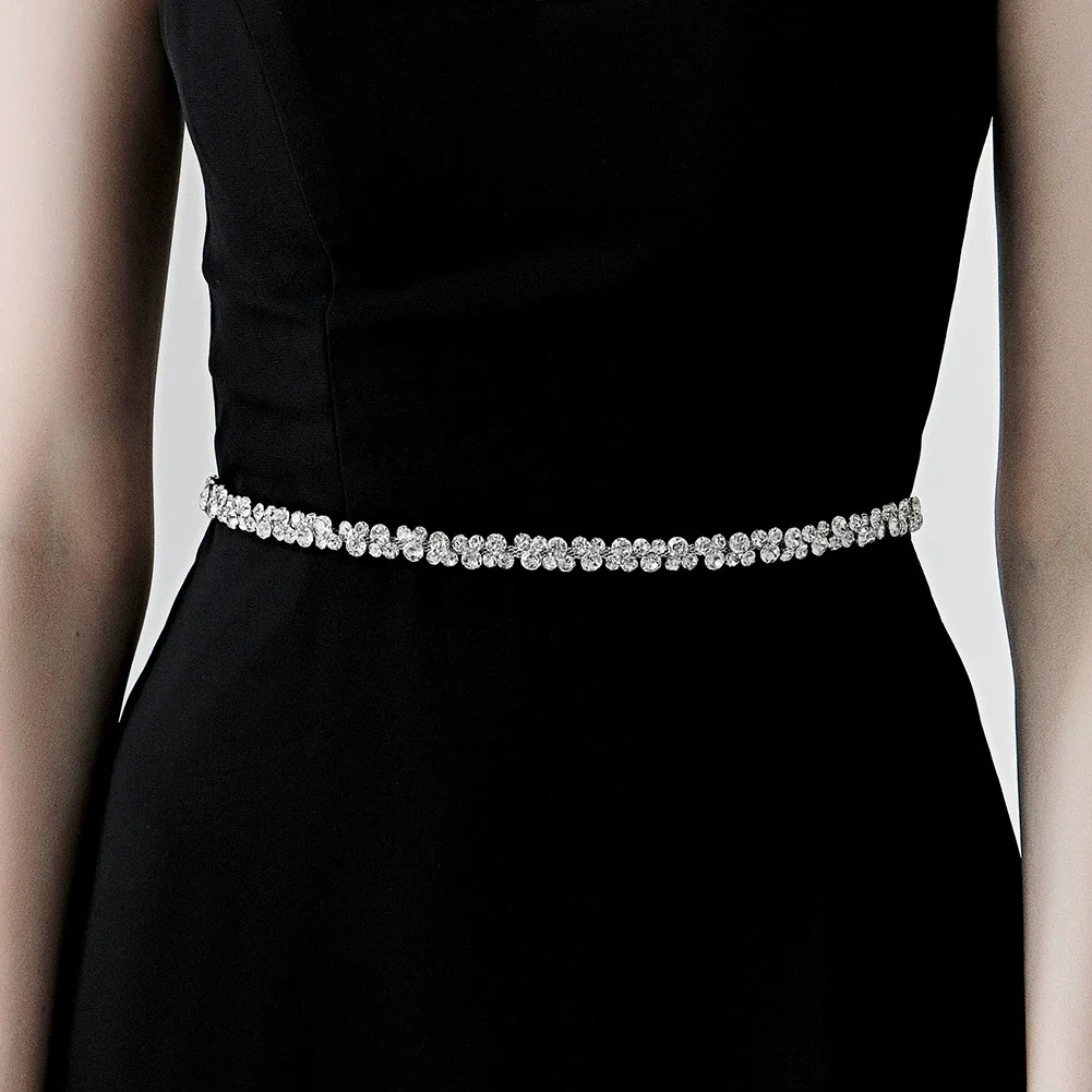 Wedding Accessories Rhinestone Waist Belt Luxury Simple Style With Diamond Pattern Electroplating
