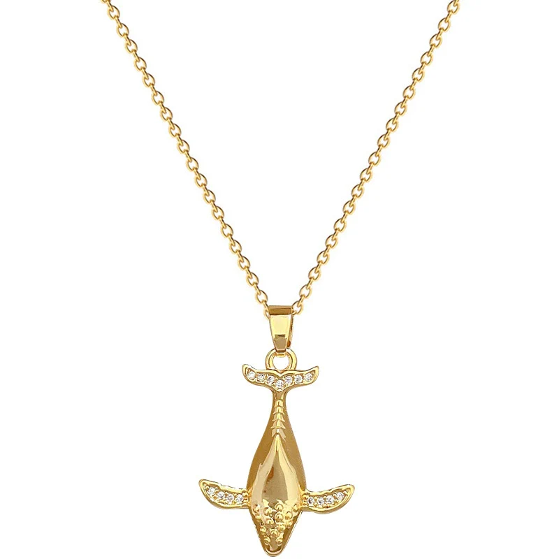 Whale Titanium Steel Stainless Steel Copper Full Diamond Necklace Geometric Style Unisex - Image 5
