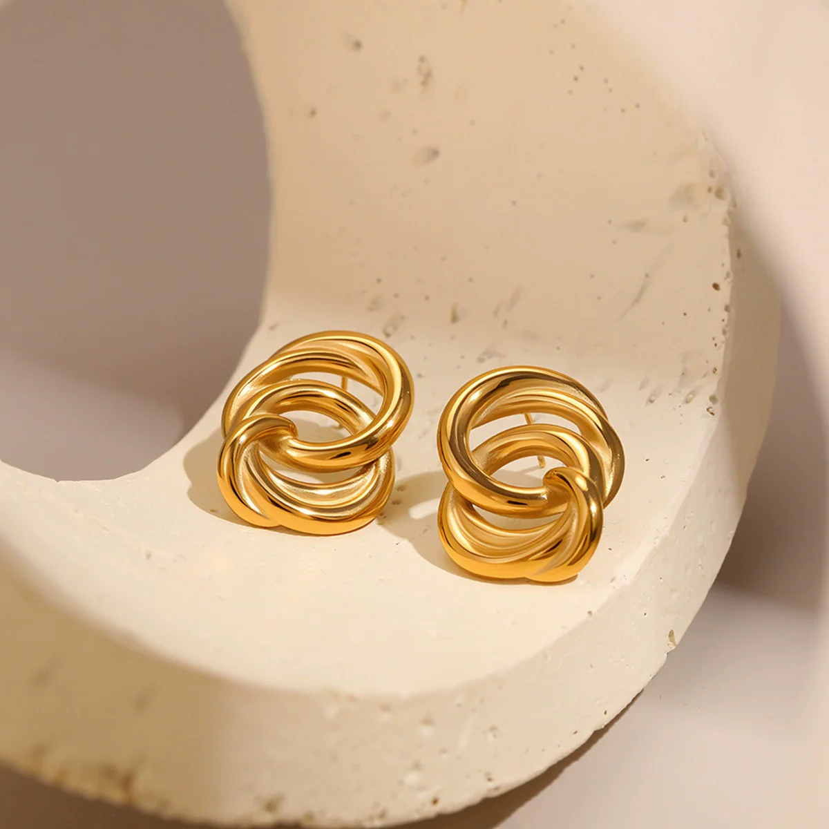 Wholesale 18K Gold Plated Geometric Stainless Steel Earrings For Women - Image 4
