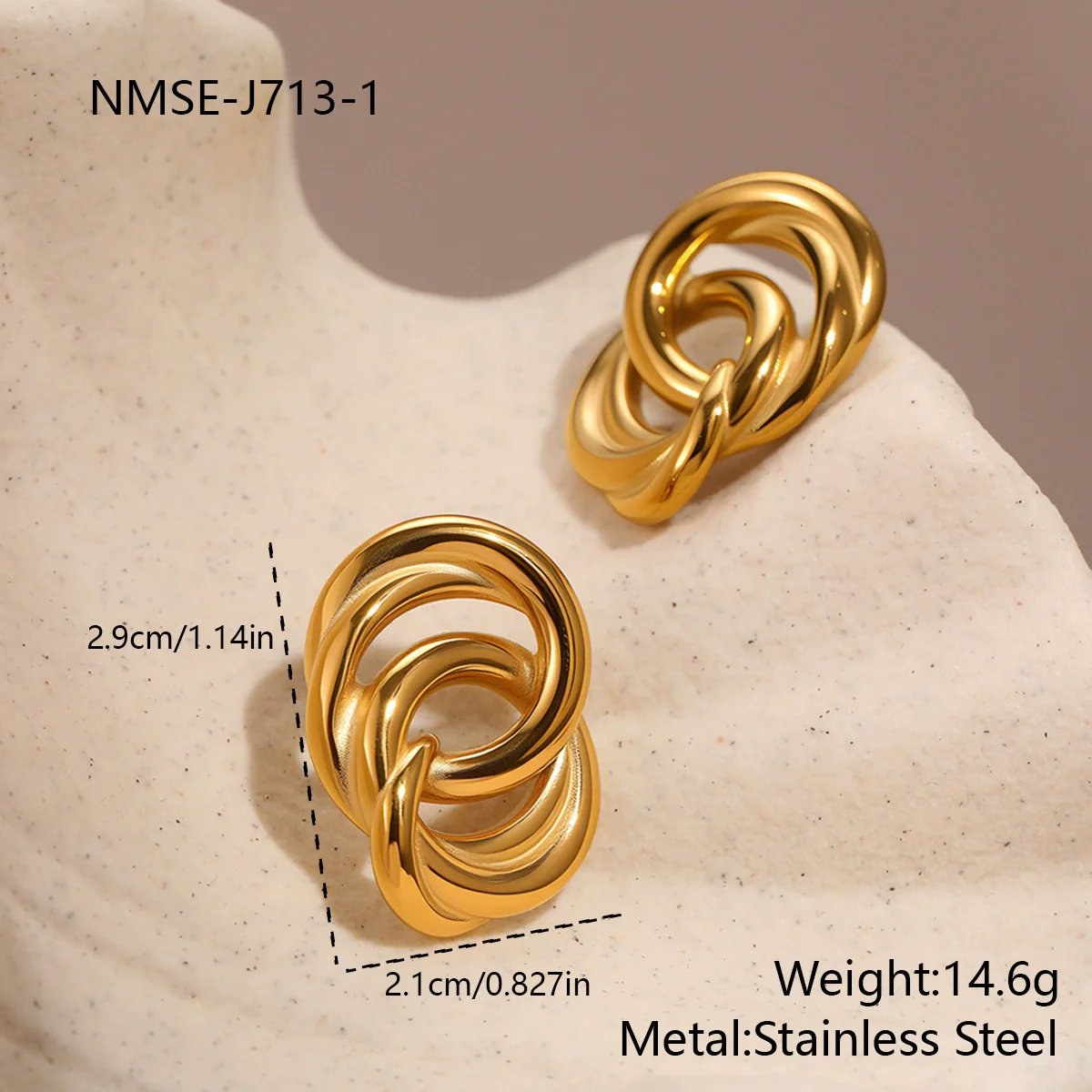 Wholesale 18K Gold Plated Geometric Stainless Steel Earrings For Women - Image 6